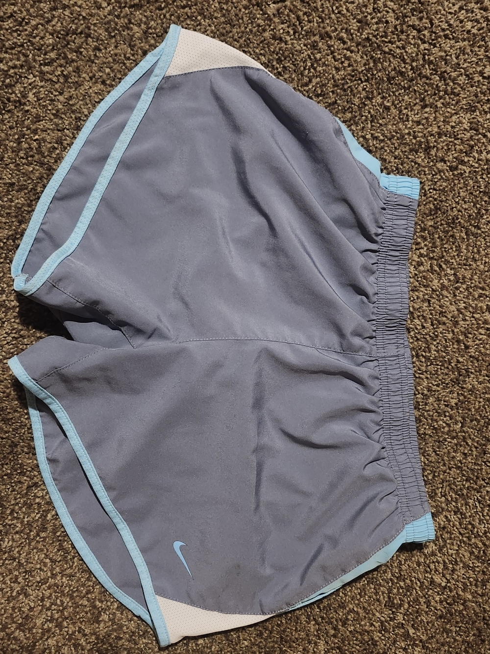 Nike Gray Athletic Shorts with Light Blue Trim